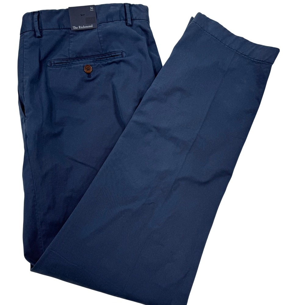 Ledbury Richmond Chino Men 36 Airforce Blue Straight Leg Pants Modern Minimalist